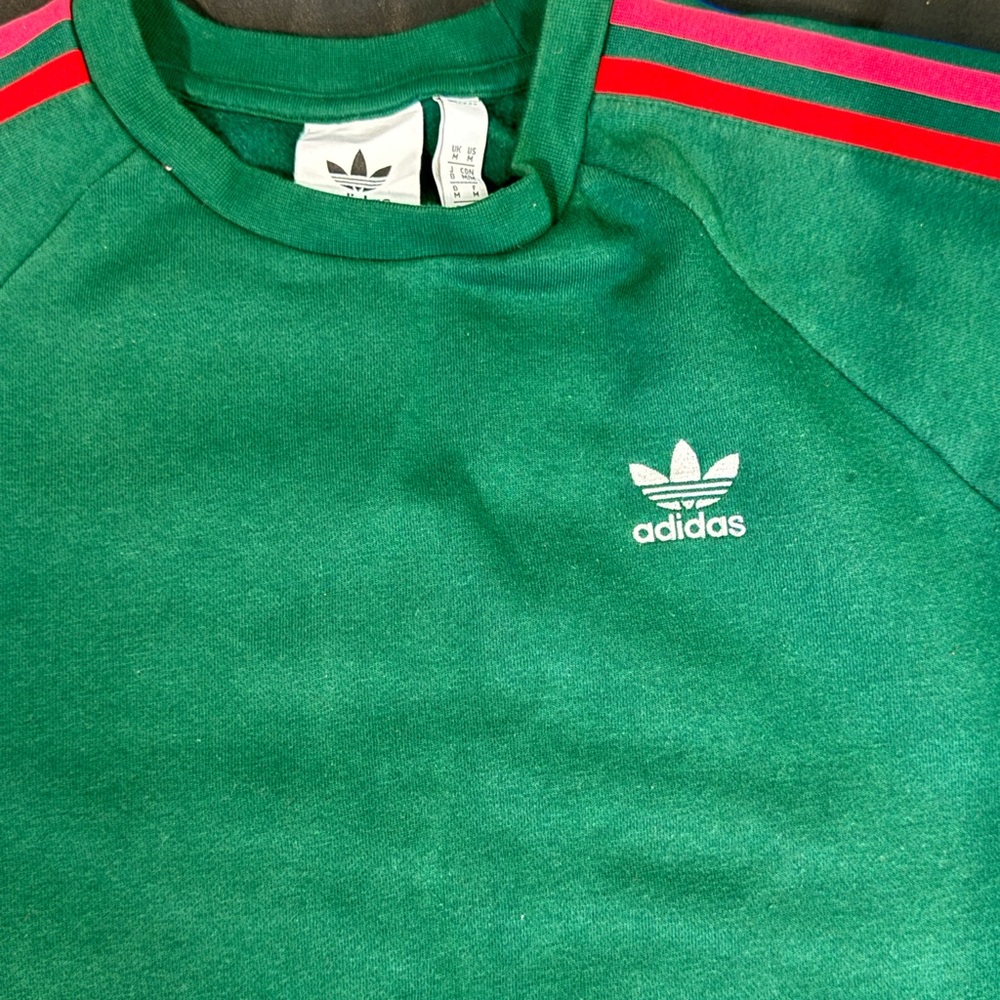 Adidas Men's  Adicolor 3D Trefoil Crewneck 3 Stripes  Sweatshirt - Picture 2 of 5